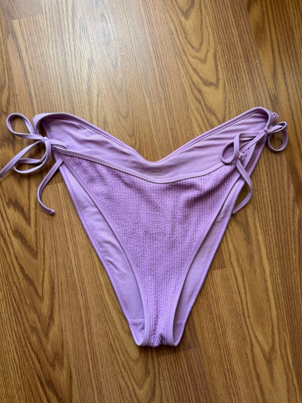 Aerie Cheekiest Tie Side Bikini Bottoms Purple Textured Size XXL